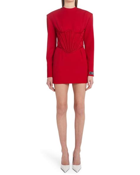 Wool gabardine minidress in red 